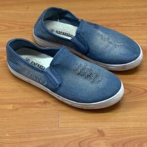Rafaellos distressed denim slip on shoe size 36 (Preowned)